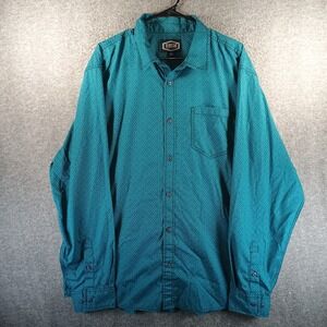 Gibson Trading Shirt Mens XXL Aqua Black Button Up‎ Long Sleeve Geometric Pocket